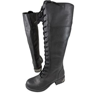 NWOT! CIRCUS BY SAM EDELMAN! BLACK FAUX LEATHER MOTO/BIKER ZIP BOOTS! SZ 6M